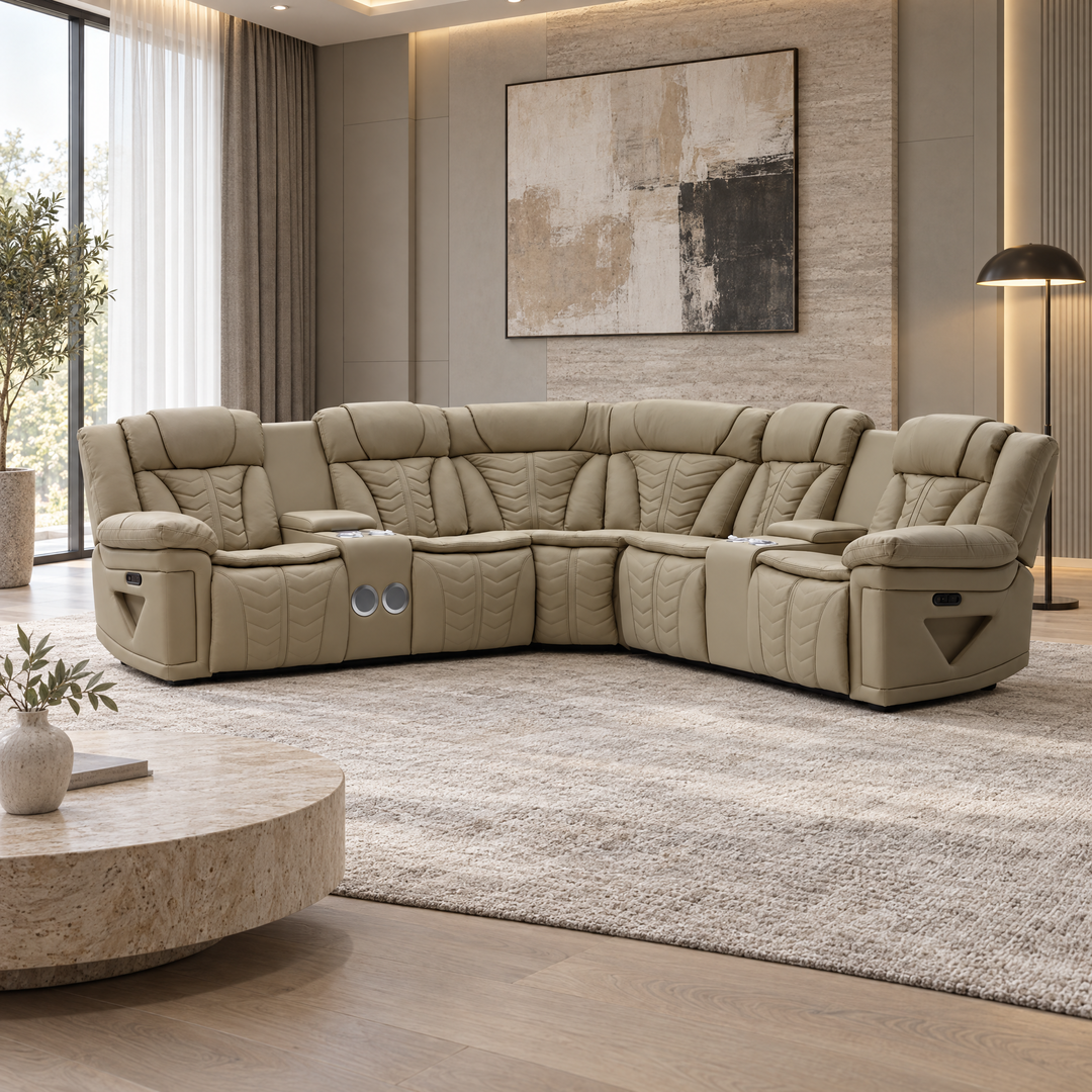 Bermuda Corner Leather Upper Motion Sofa