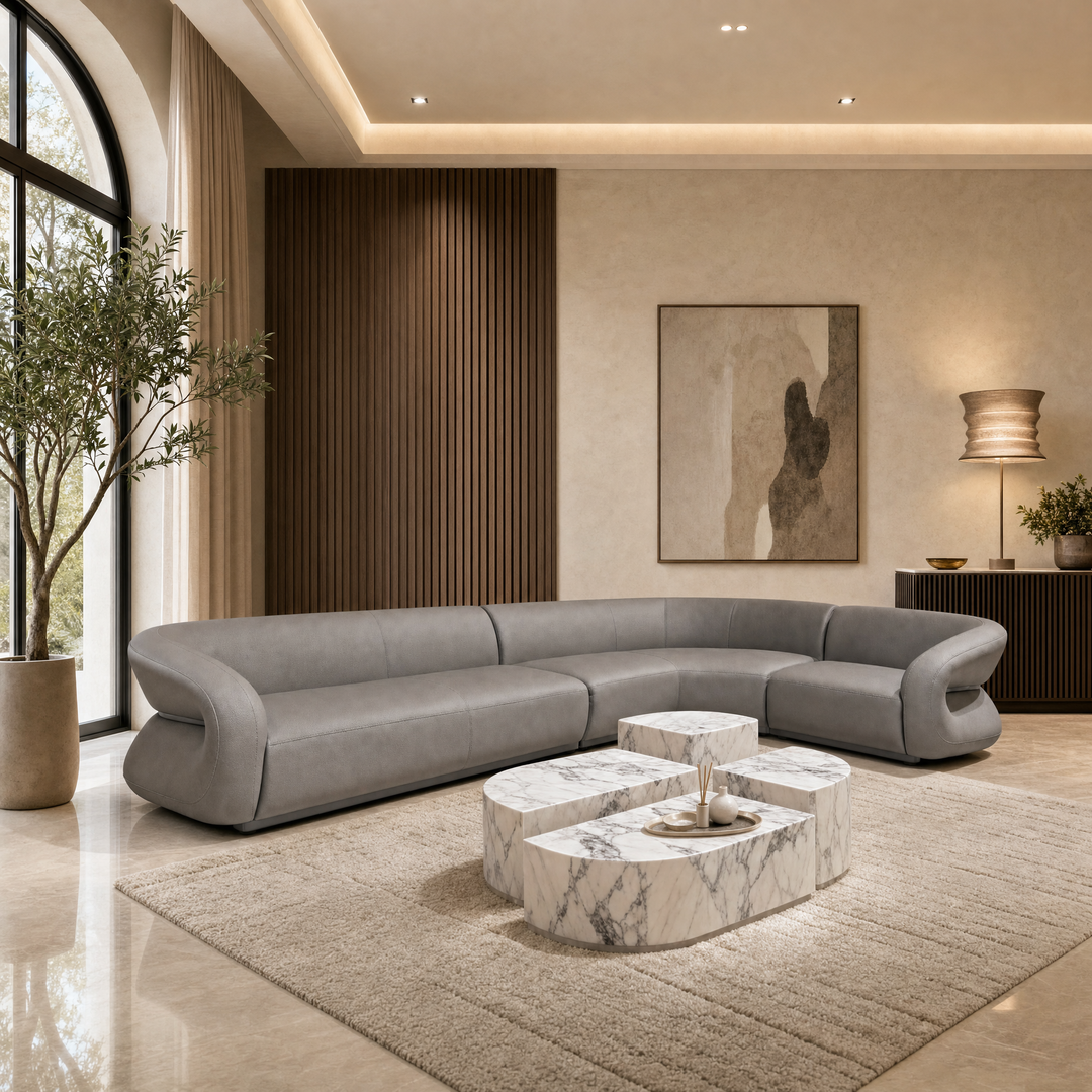 Nova Full Leather Corner Sofa Set