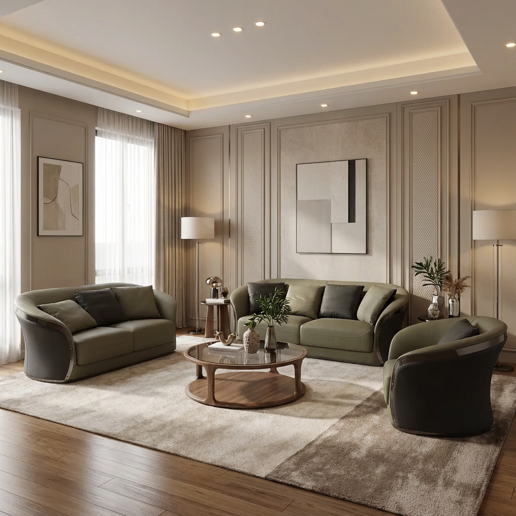 Divina Full Leather Sofa Set