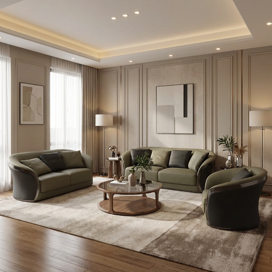 Divina Full Leather Sofa Set