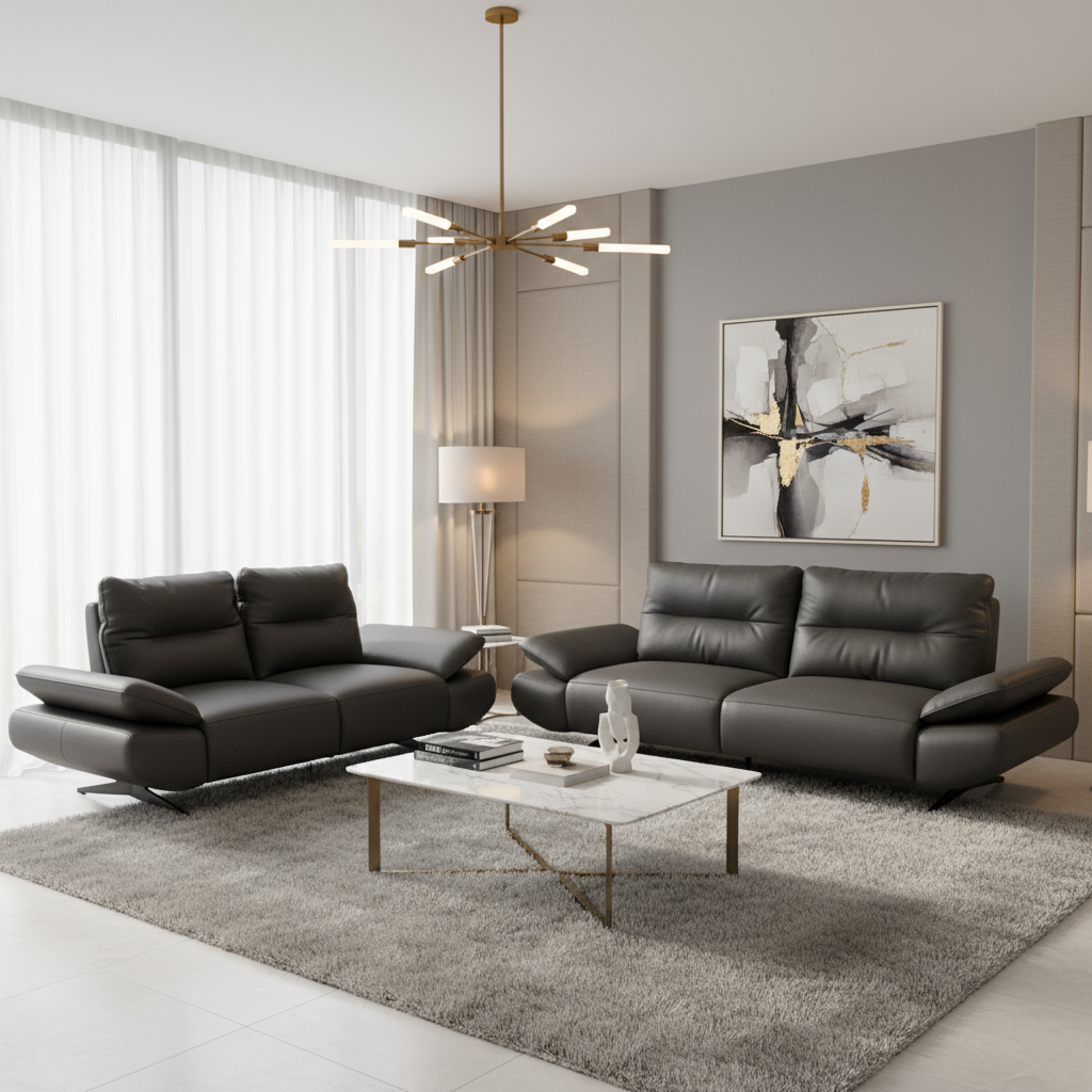 Novella Full Leather Electric Motion Sofa Set