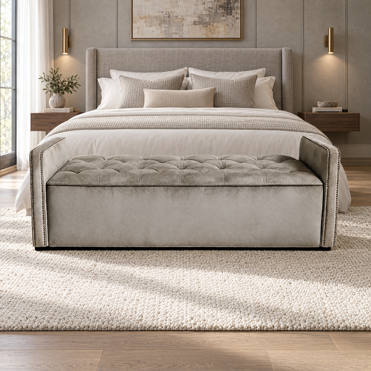 Diamond Button Storage Ottoman Queen