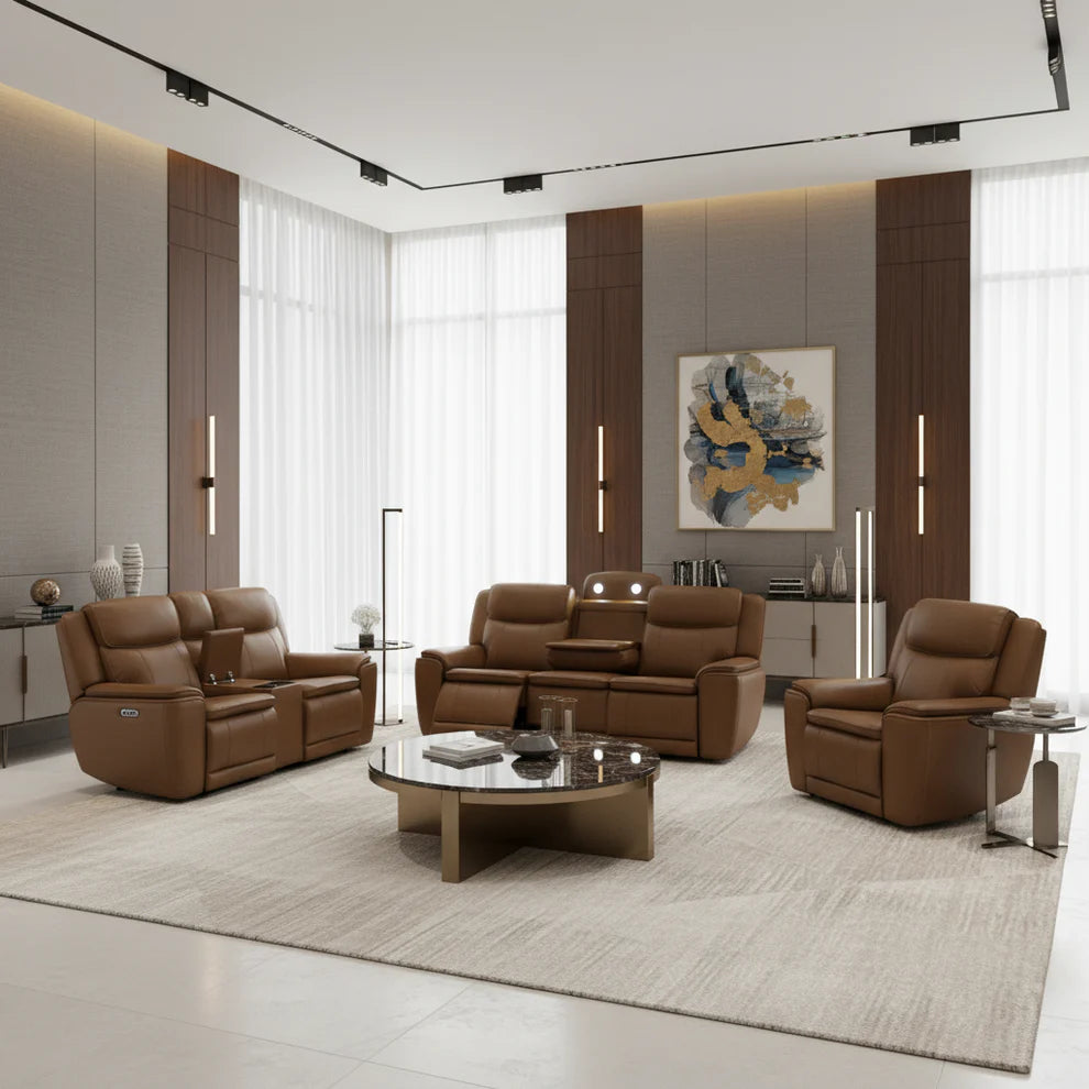 Blanco Full Leather Motion Sofa Set