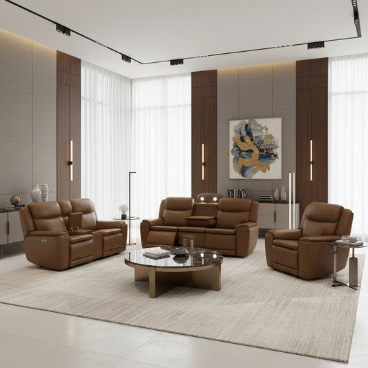 Blanco Full Leather Motion Sofa Set
