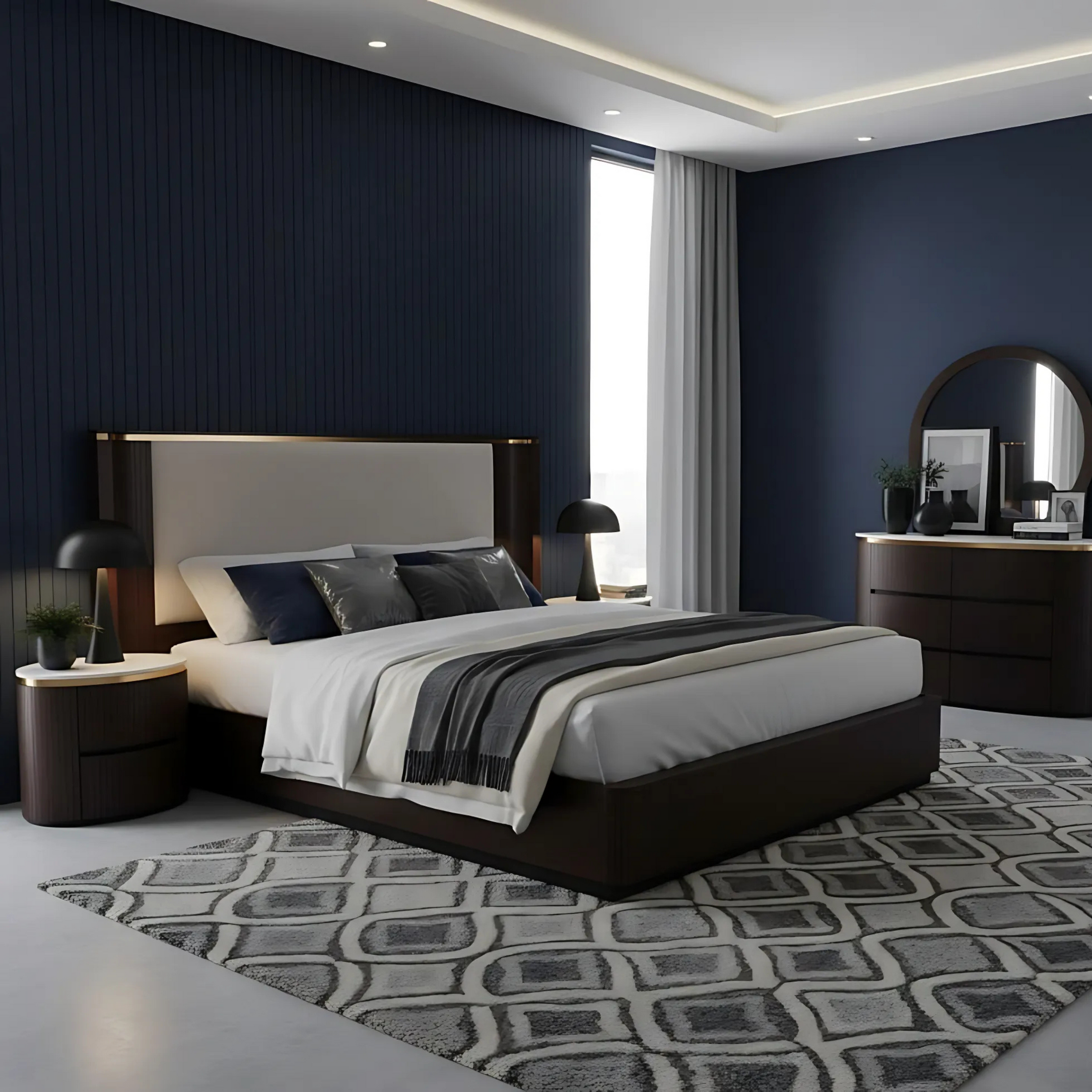 Ozzo King Extra Length Bedroom With Dresser And Mirror