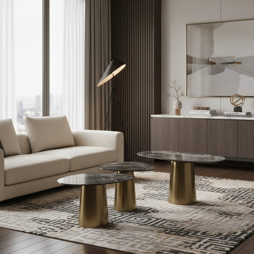 Thompson Set of 3 Coffee Table Ceramic/Iron 231556