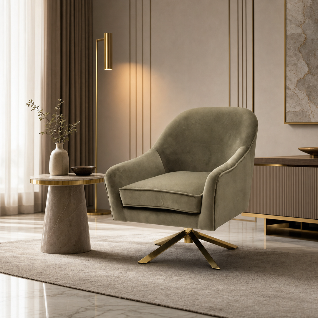 Axis Velvet Swivel Chair