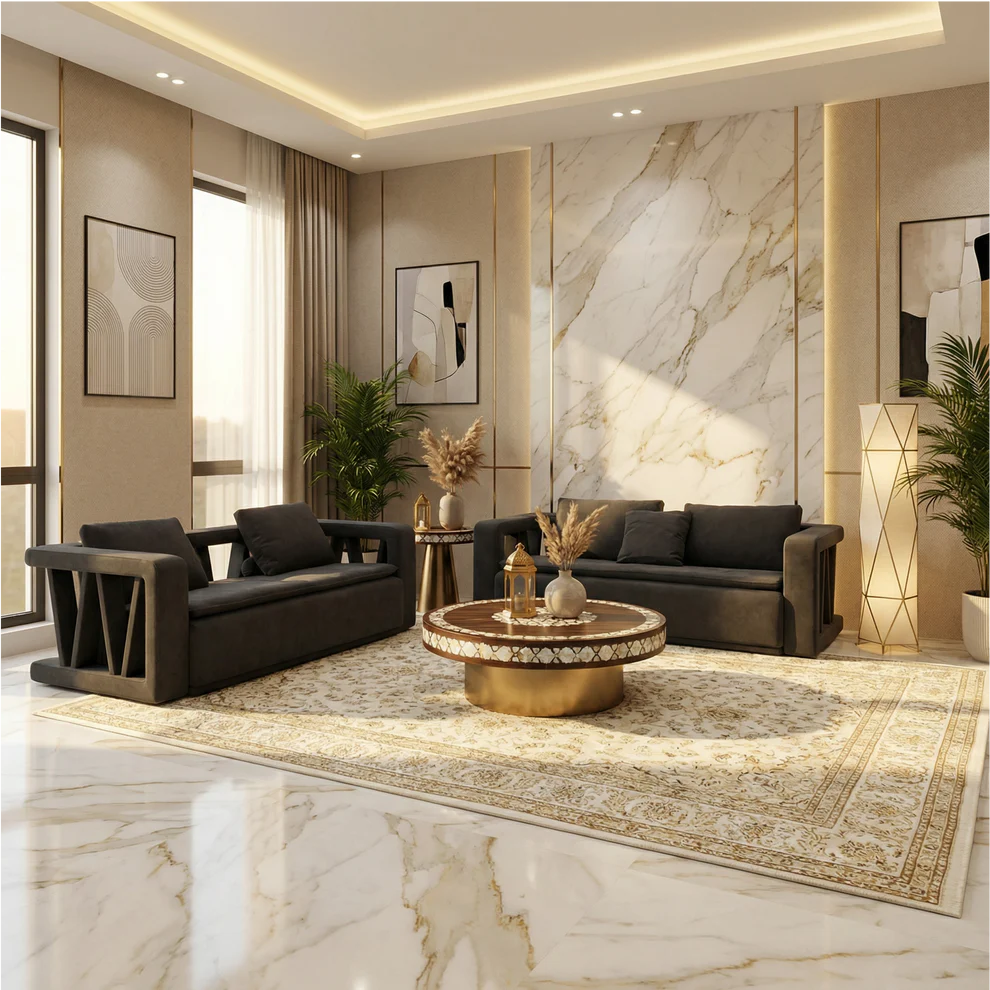 Venanzio Full Leather Sofa Set