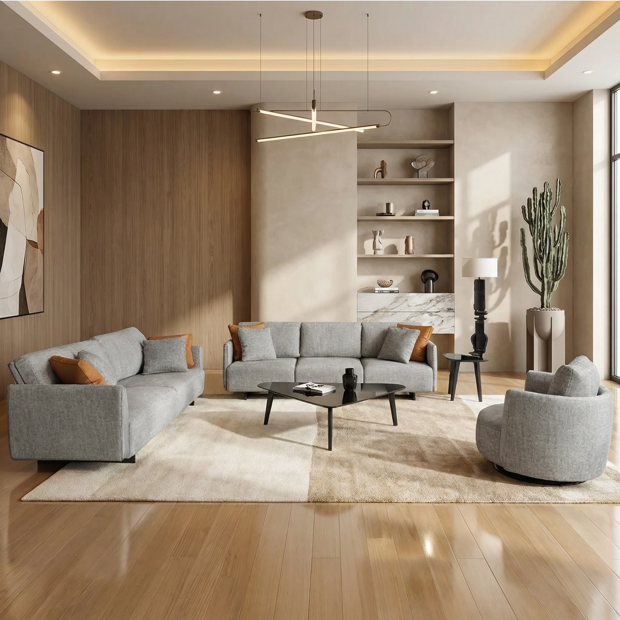 Lucca Sofa Set + Coffee Table+ Side Table + Pouf Natura Craft 05