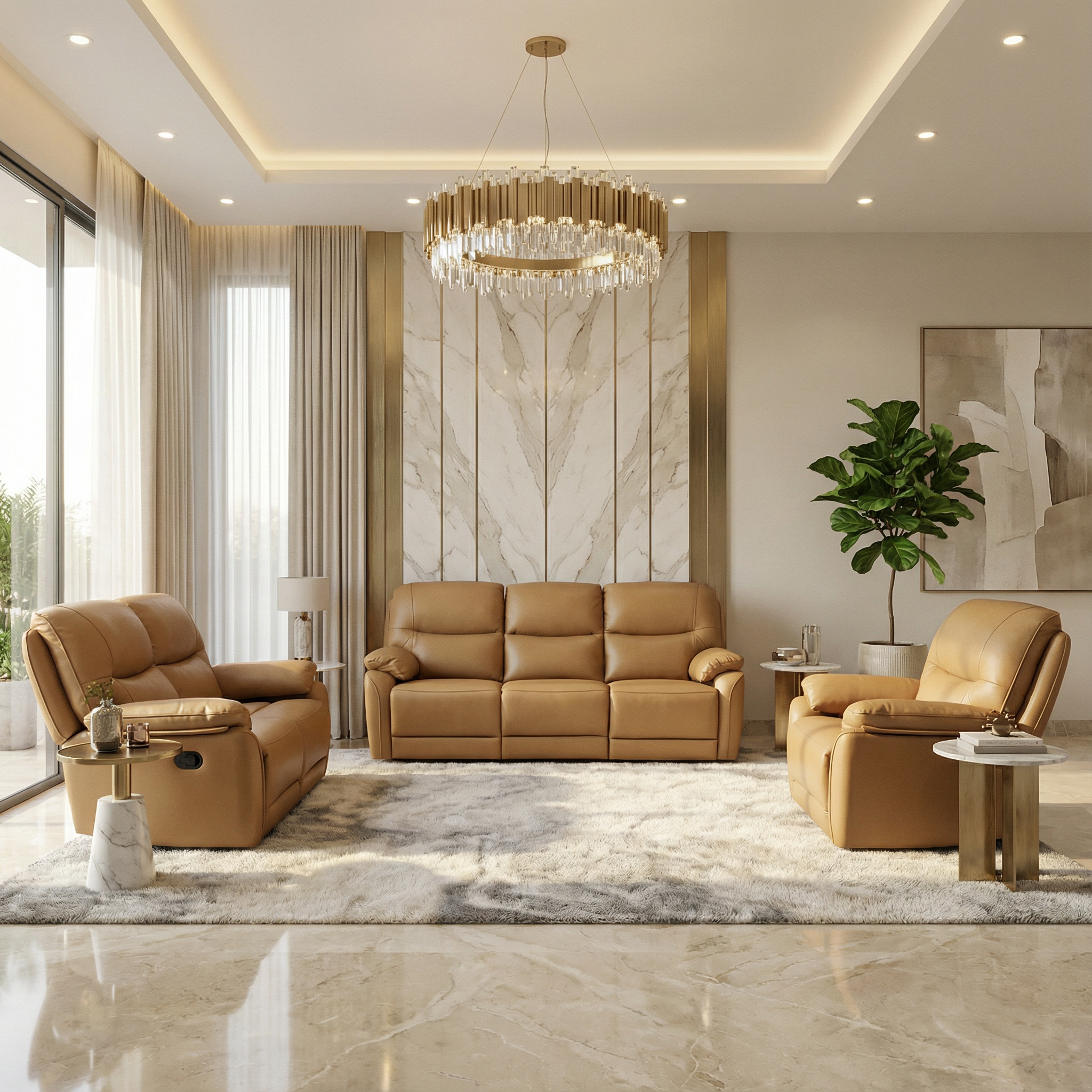 Martina Full Leather Motion Sofa Set