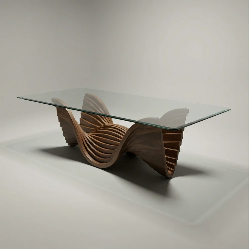 Linton Dining Table Walnut Base With Glass Top