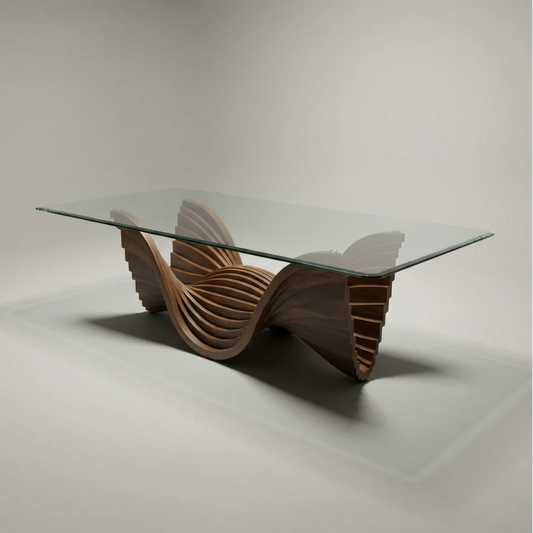 Linton Dining Table Walnut Base With Glass Top