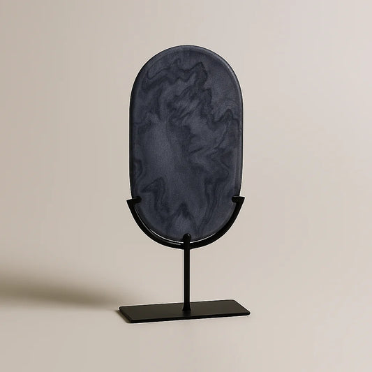 Marble Sculpture On Iron Base Gry/Blk Al-24776A