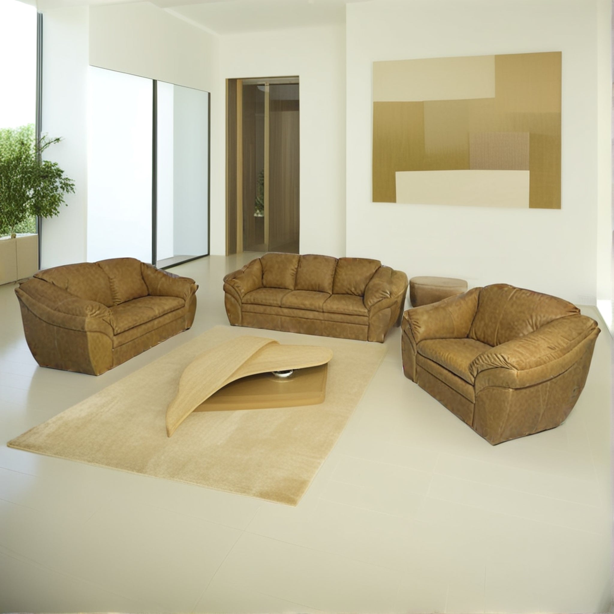 Milano 3pce Full Genuine Leather Lounge Suite