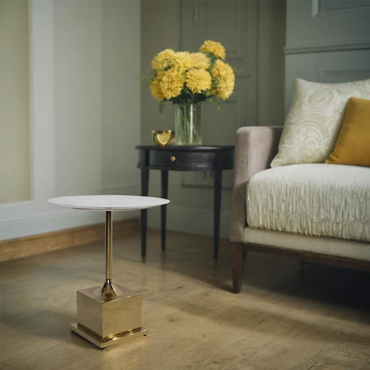 Neo Side Table Marble Top Gold 31-93A