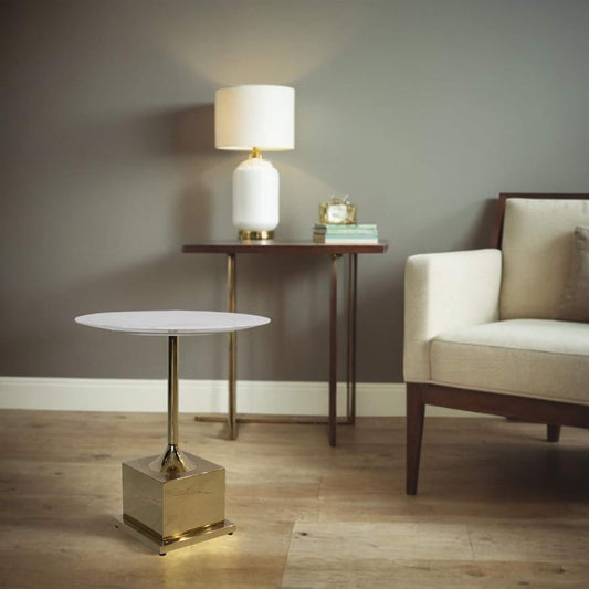 Neo Side Table Marble Top Gold 31-93A