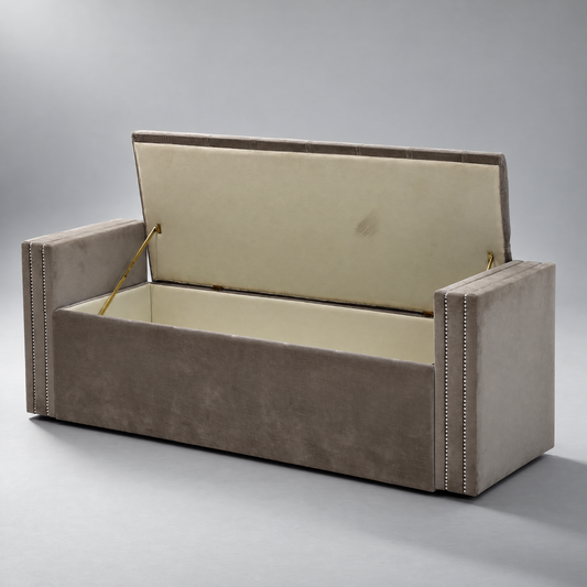 Diamond Button Storage Ottoman Queen