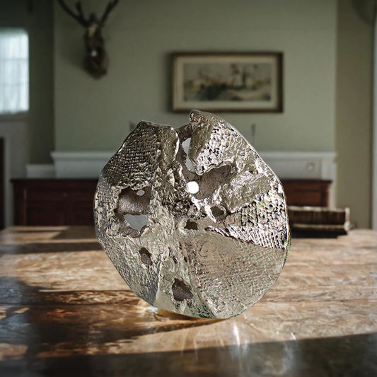 Round Vase Jute Sm Nickle Al-23829A