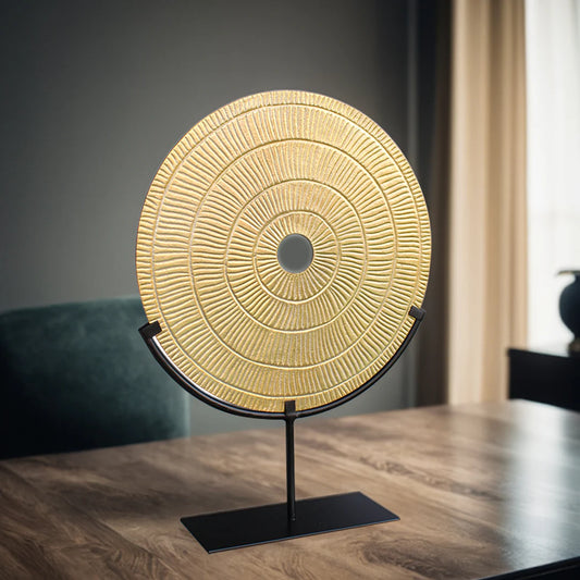 Round Sculpture On Iron Base Gld/Blk Al-24770A