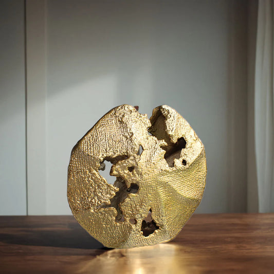 Round Vase Jute Lg Gold Al-23829B