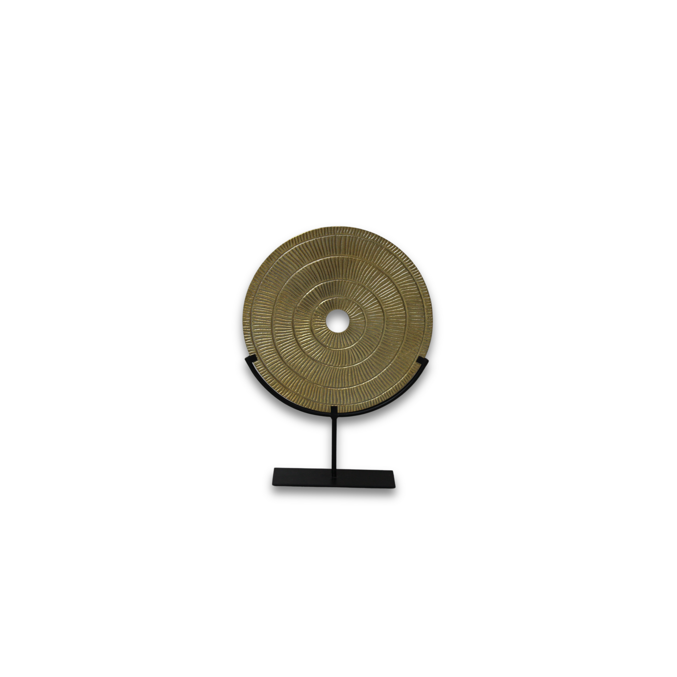 Round Sculpture On Iron Base Gld/Blk Lrg Al-24770B