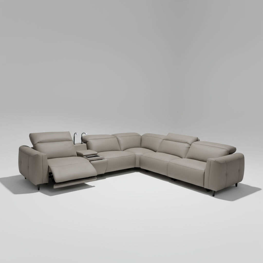 Salvino Full Leather Corner Motion Sofa Set