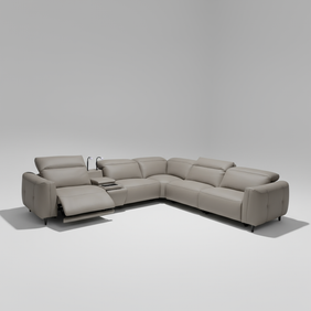 Salvino Full Leather Corner Motion Sofa Set