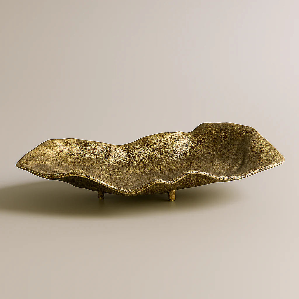Rect Uneven Dish Lg Gold Al-23247B