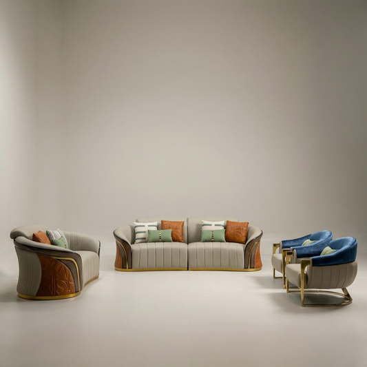 Florenzo Leather Uppers Sofa Set