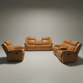 Romano Full Leather Motion Sofa Set