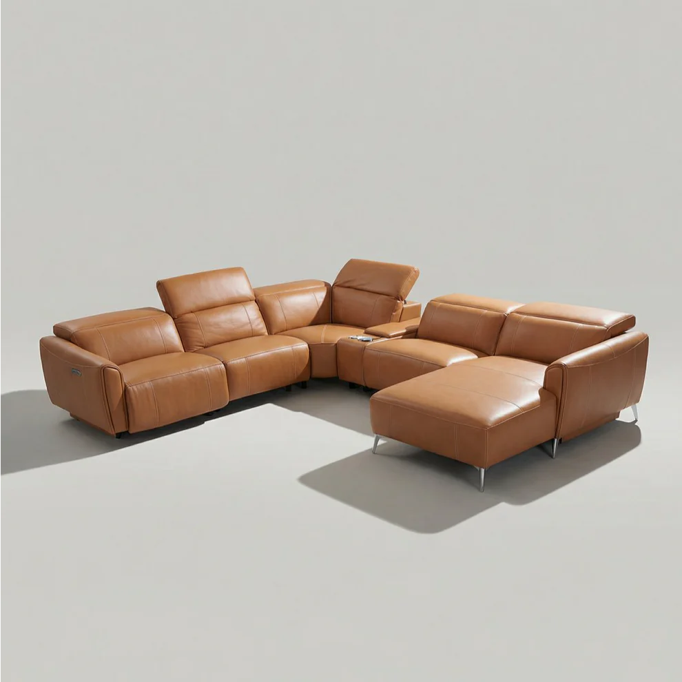 Rivera Leather Uppers Corner Motion Sofa Set
