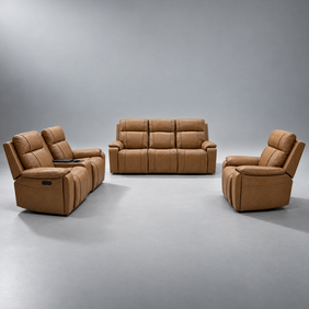 Scudetto Leather Uppers Motion Sofa Set