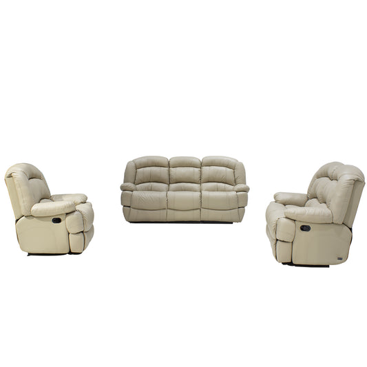 Tulido 3pce Leather Uppers Lounge Suite Dark Beige