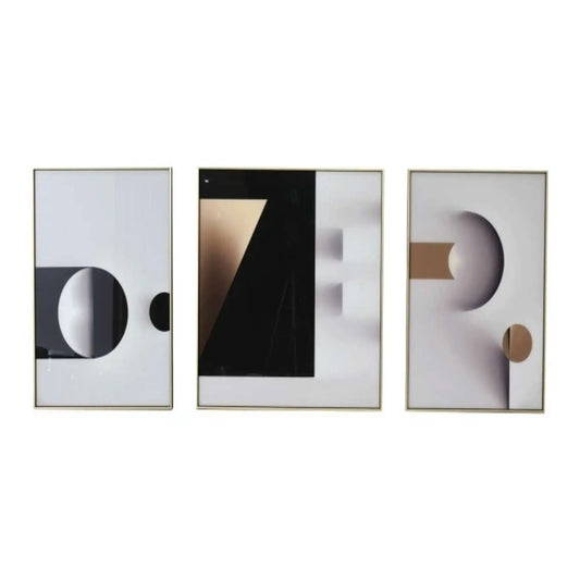 Ultra Clear Glass 3pce Wall Art Black & Gold Lt-20010002Abc 0734