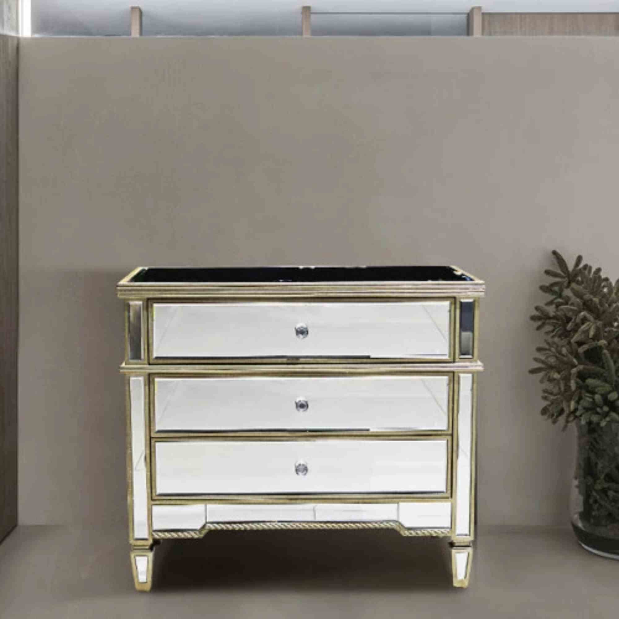 Aurora 3 Drawer Chest Mirror Finish 17Rj284