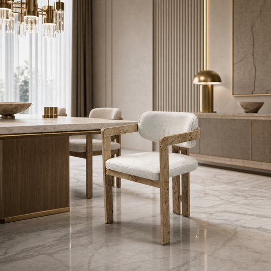 Venezia Boucle Dining Chair Veneer Finish