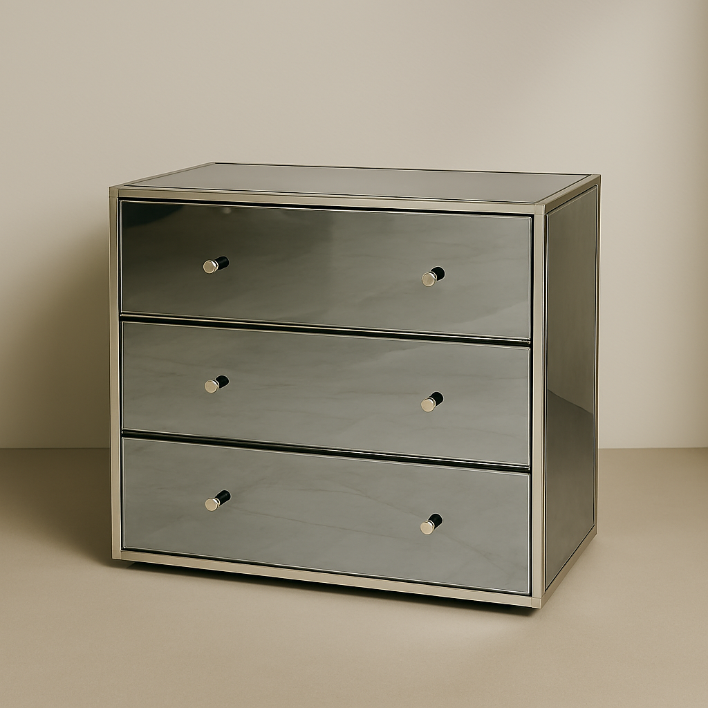 Astra 3 Drawer Chest Mirror Finish 18Rj253-874578