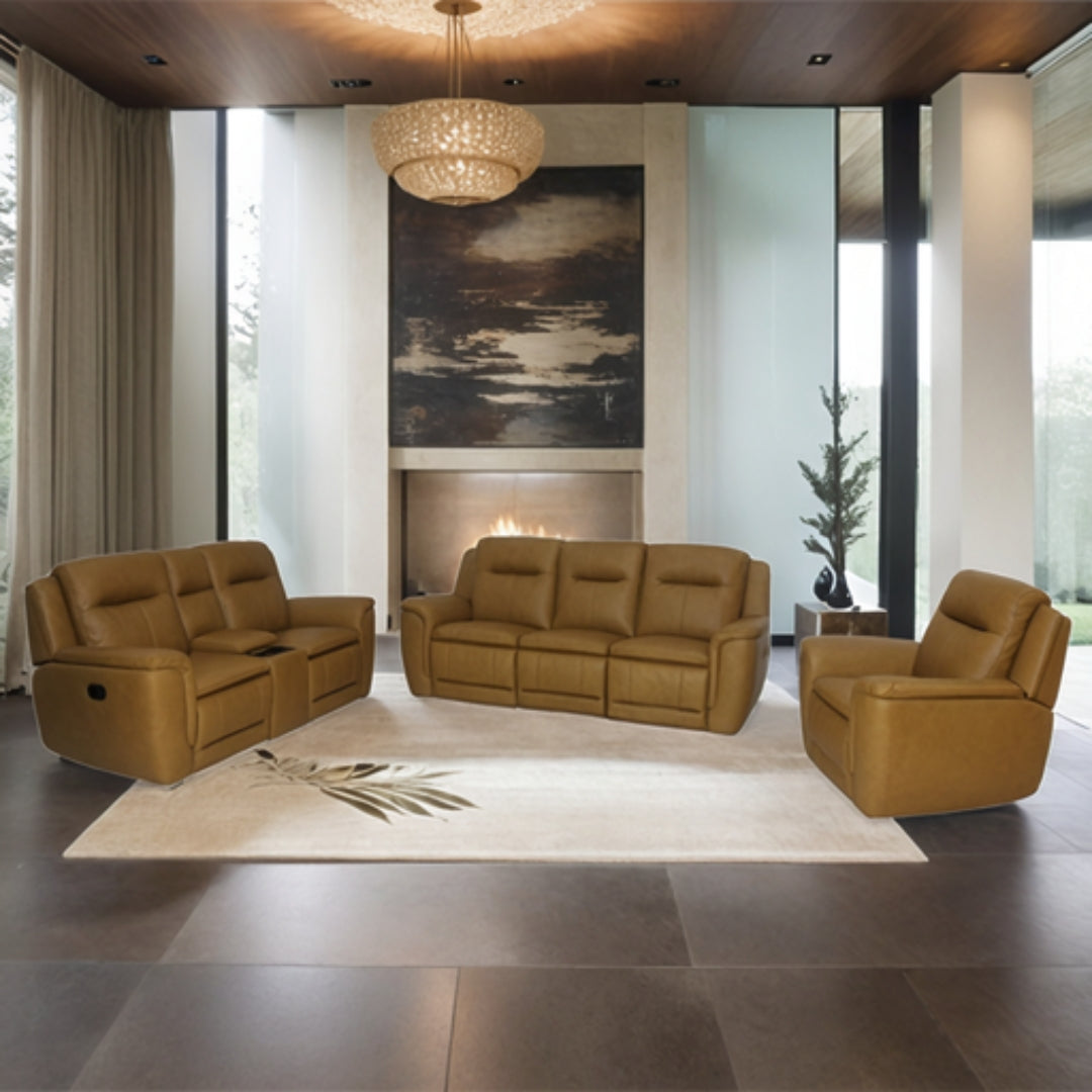 Sierra 3pce Full Genuine Leather Lounge Suite